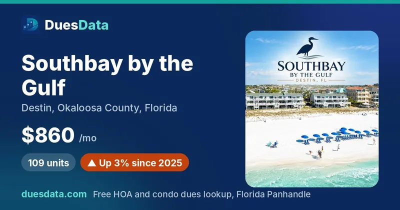 DuesData preview for Southbay by the Gulf: 109 units, dues and association details